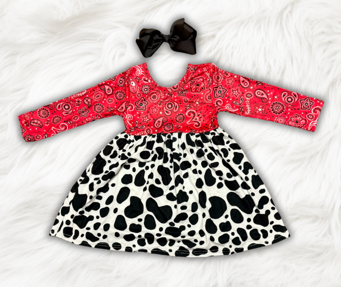 Bandana and Cow Print Dress