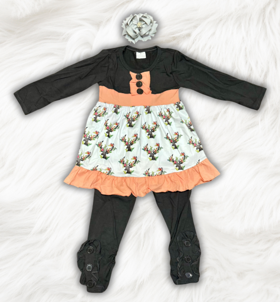 Floral Deer Pants Set