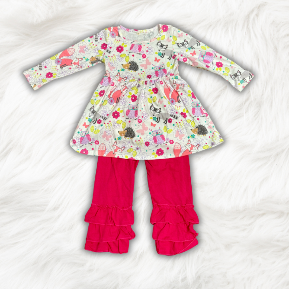 Forest Friends Ruffle Pant Set