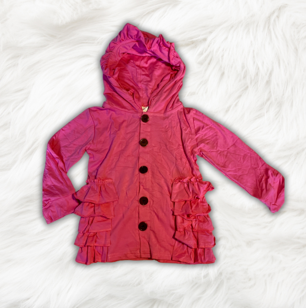 Pink Hoodie Ruffle Jacket