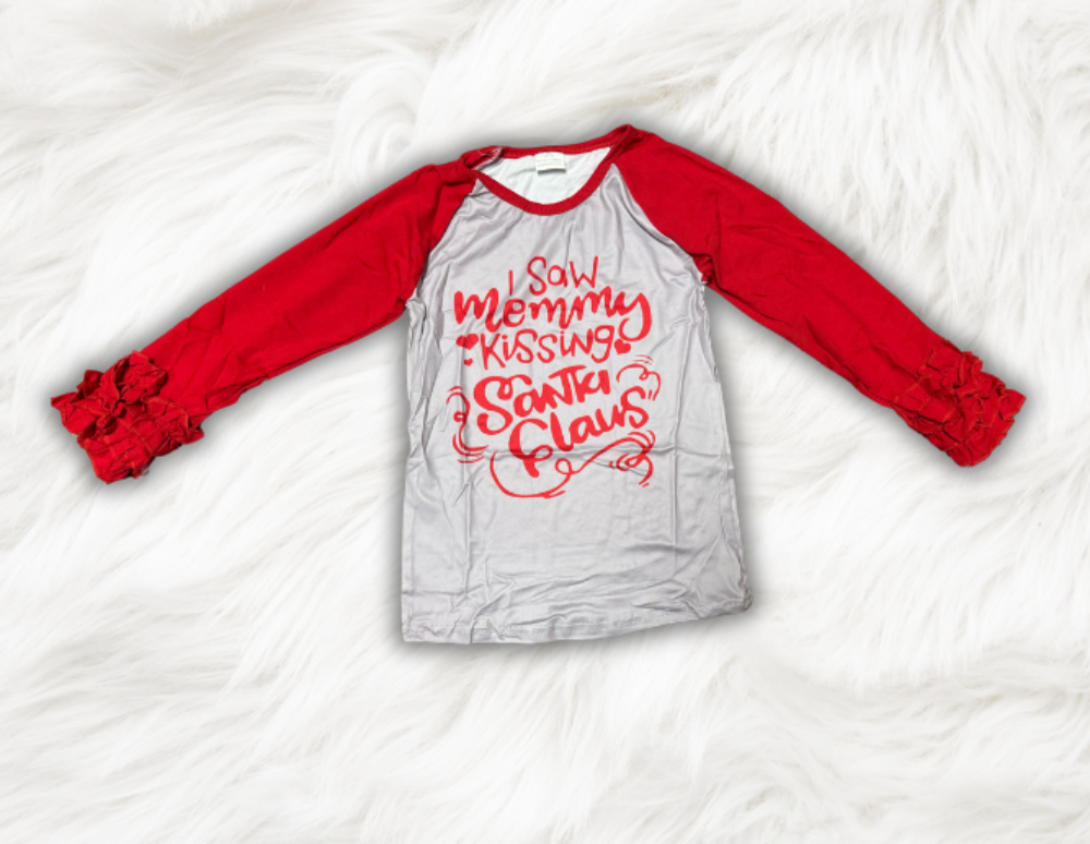 Ruffle Mommy Kissing Santa