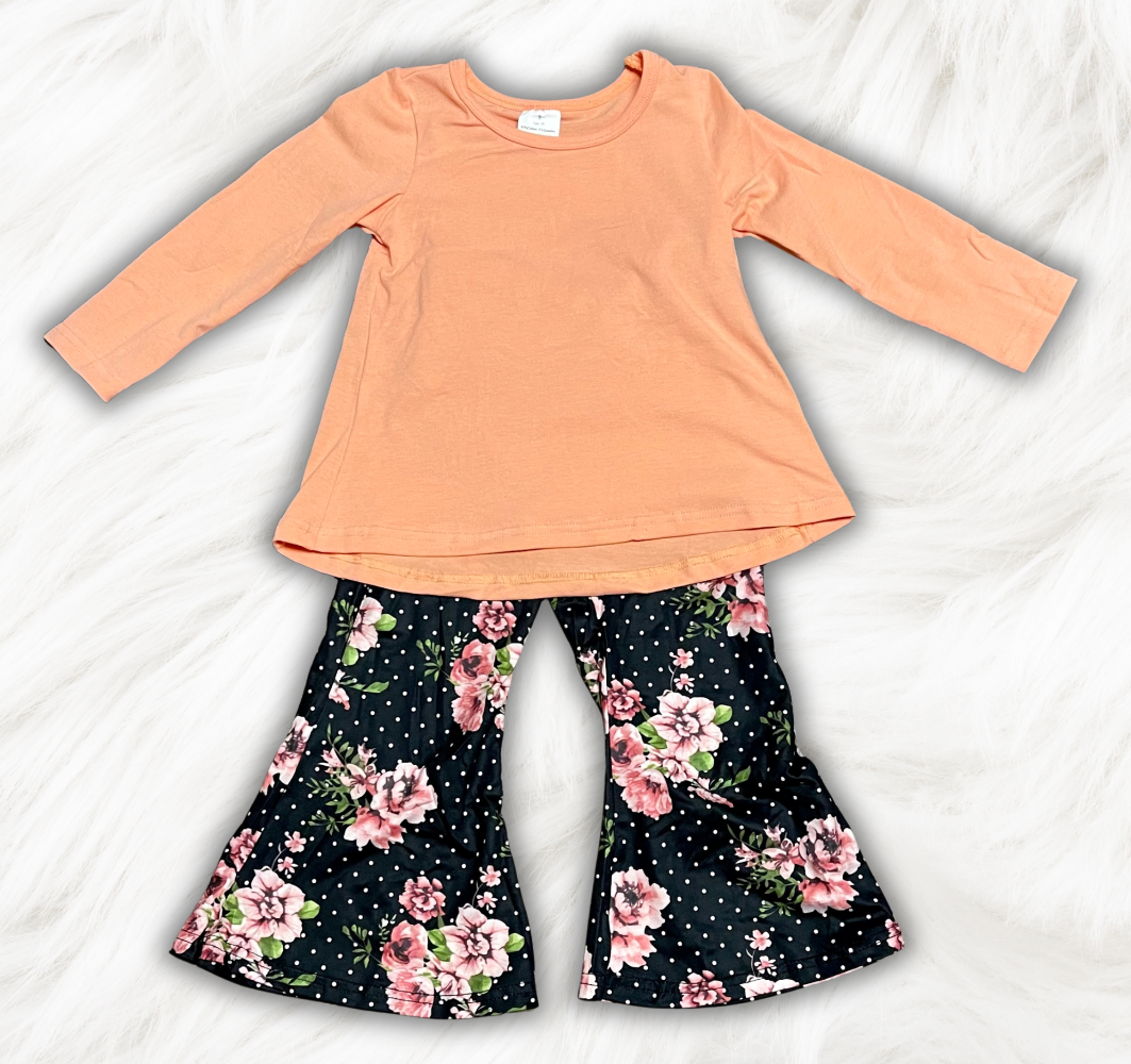 Peach Floral Pants Set