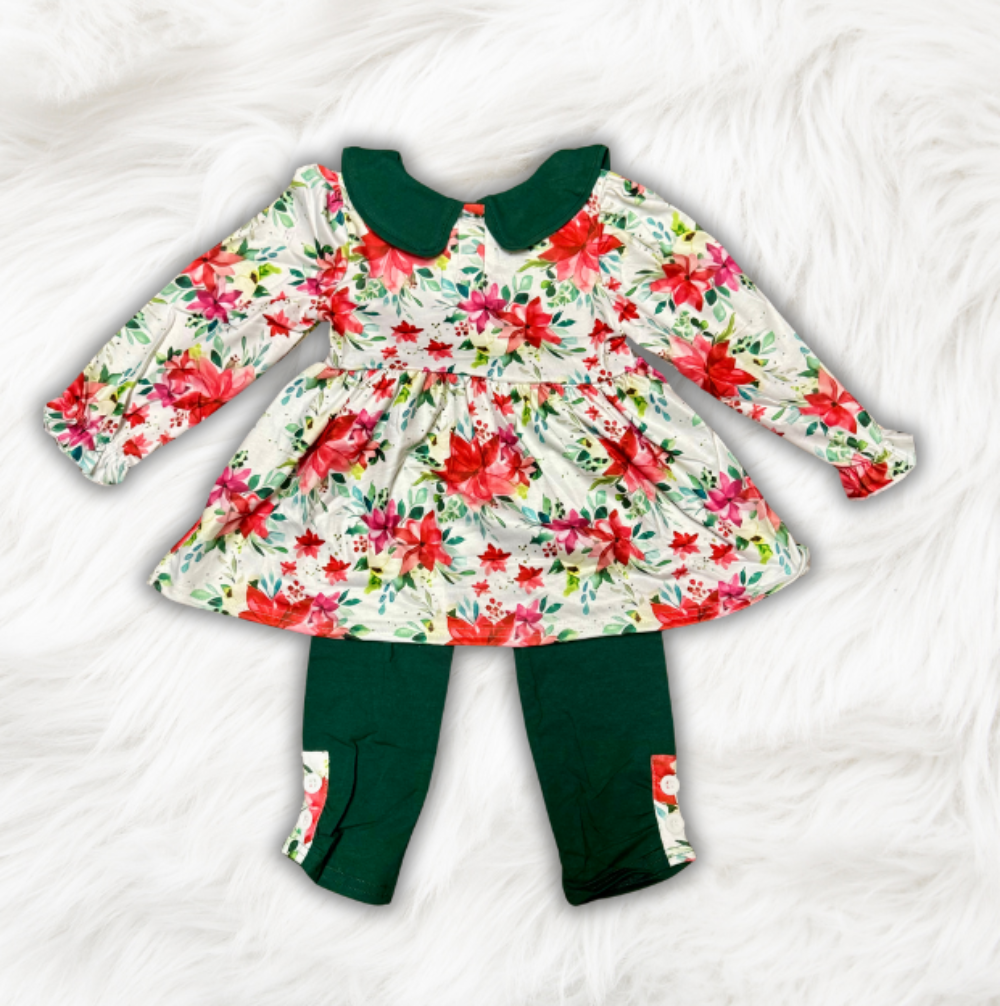 Poinsettia Pants Set