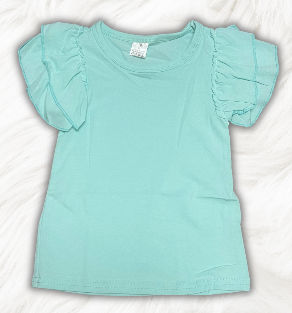 Blue Flutter Sleeve Shirt