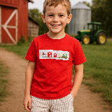 Embroidered Red Farm Set