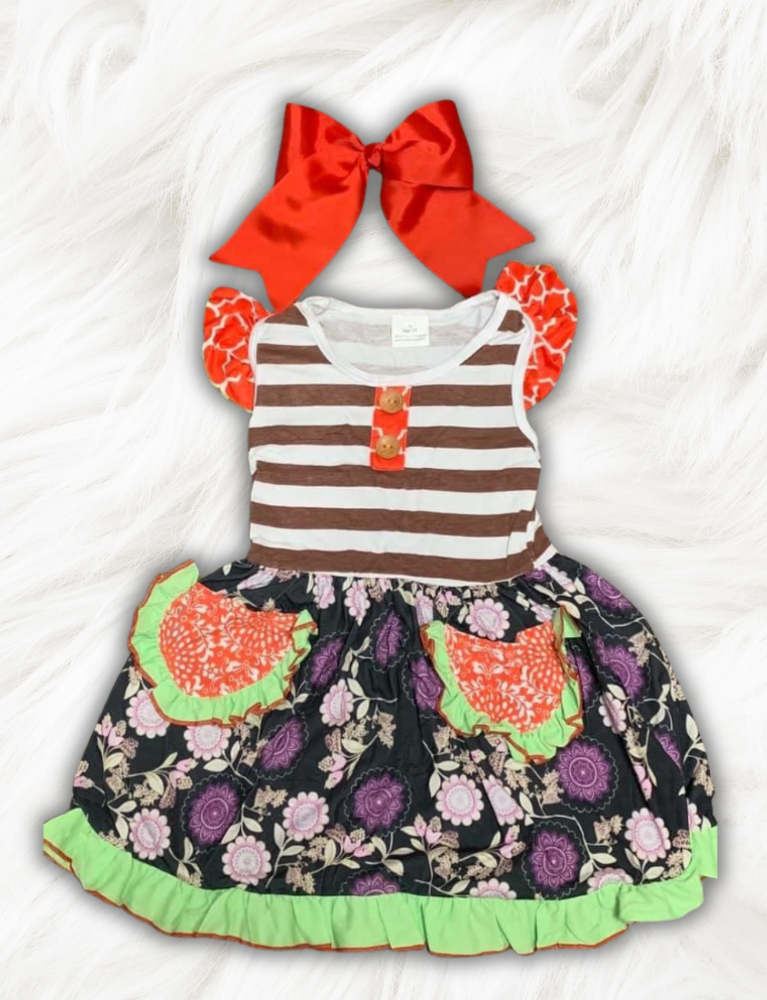 Brown and Black Floral Dress