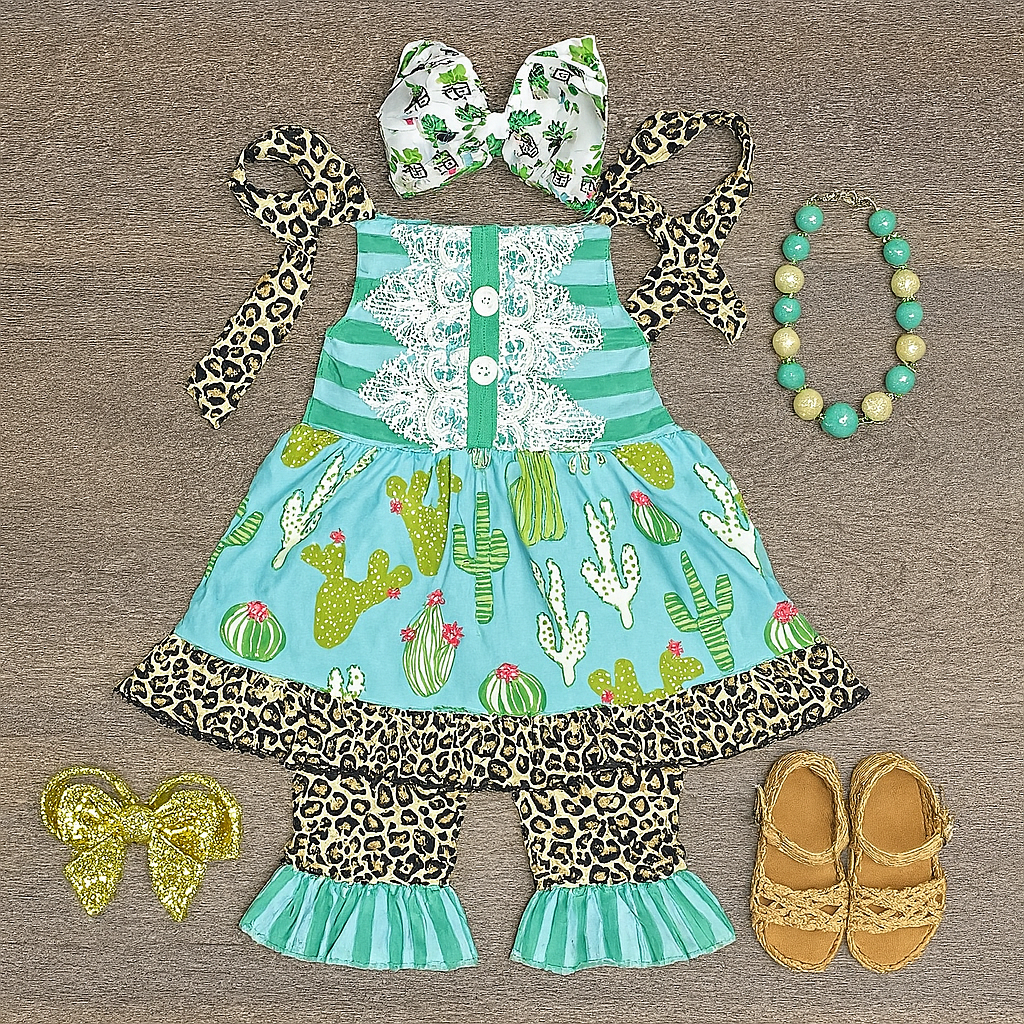 Custom Design Cactus Cutie Capri/shorts set