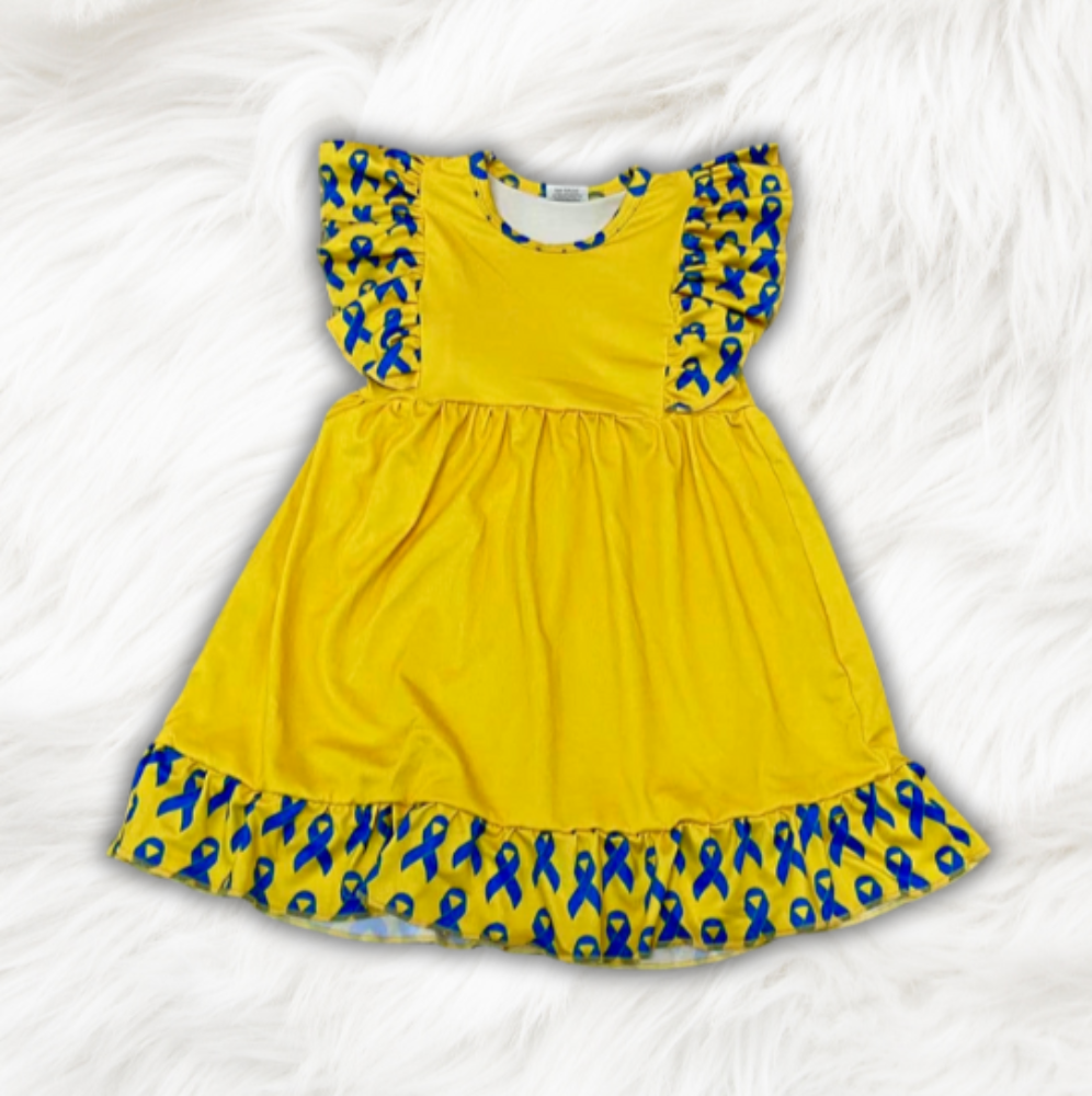Custom Gold and Blue Ribbon Dress