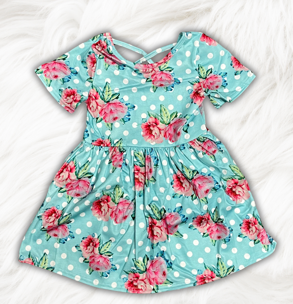 Flowers and Dots Twirl Dress