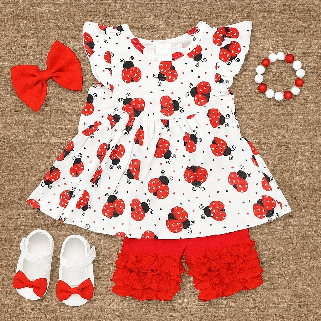Ladybug Love Ruffle Shorts Set