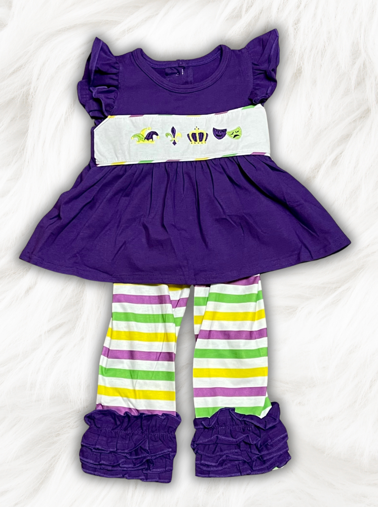 Mardi Gras Ruffle Pants Set