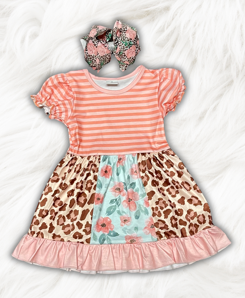 Peach Patchwork Dress