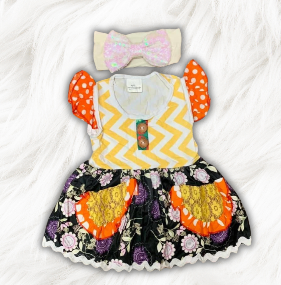 Black & Gold Calico Dress