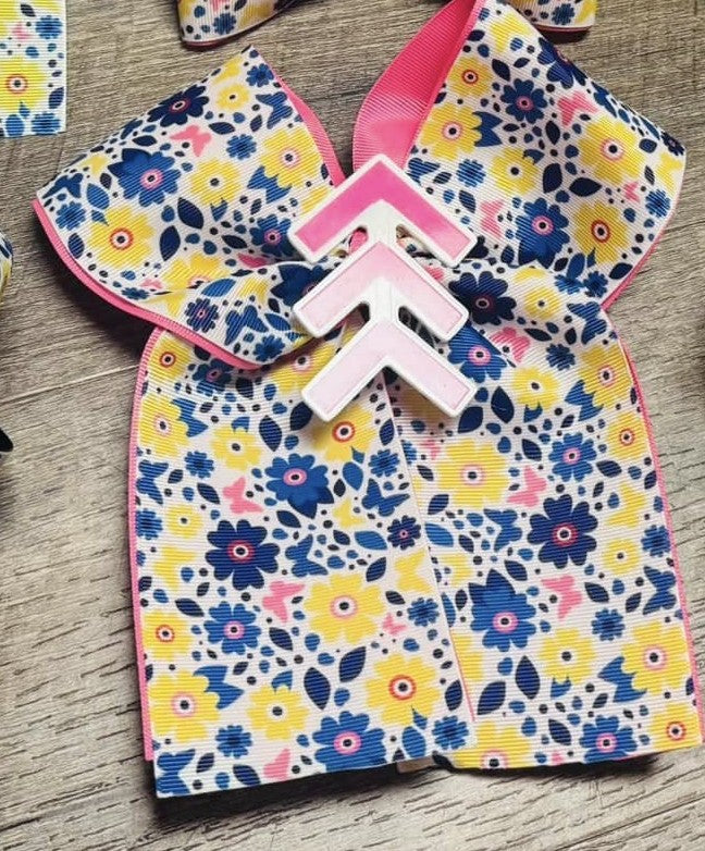 Pink Arrow Floral Cheer Bow