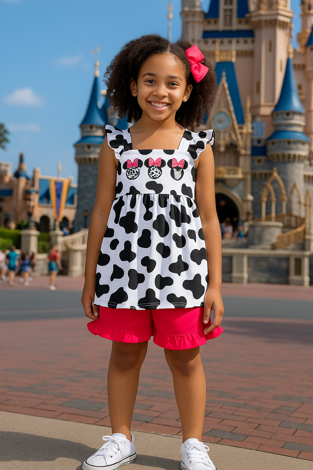 Embroidered Cow Print Minnie