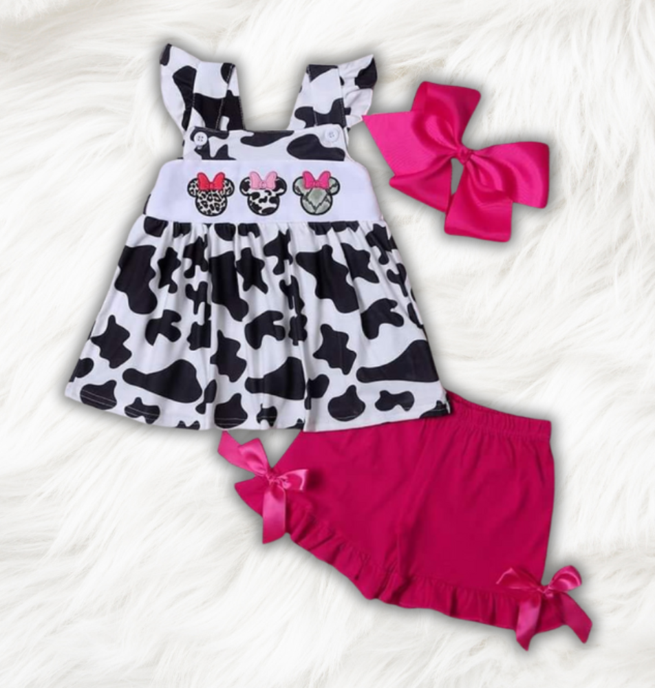 Embroidered Cow Print Minnie