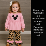 Pink Princess Mouse & Leopard Ruffle Pants Set