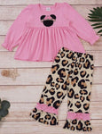 Minnie mouse pink leopard print two-piece.