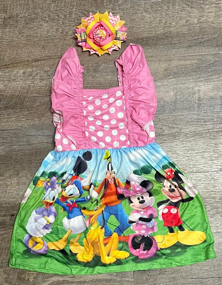 Sleeveless Pink Mickey Mouse Team Dress