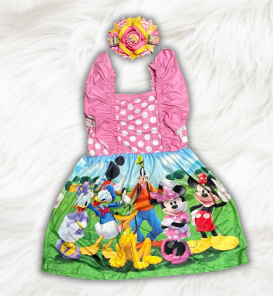 Sleeveless Pink Mickey Mouse Team Dress