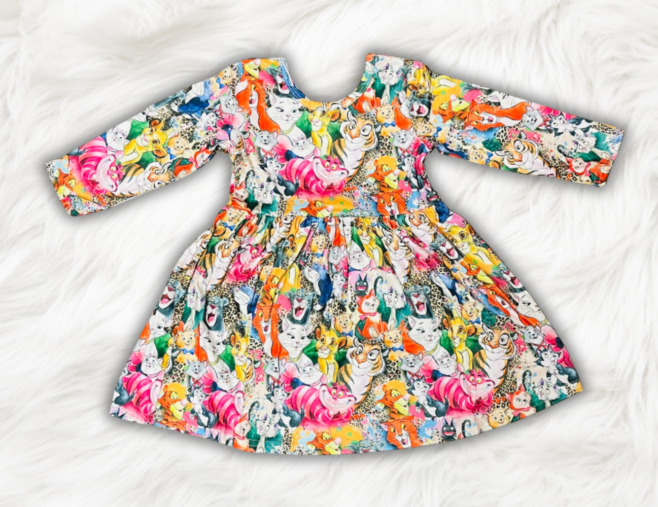 Long Sleeve Cat Twirl Dress