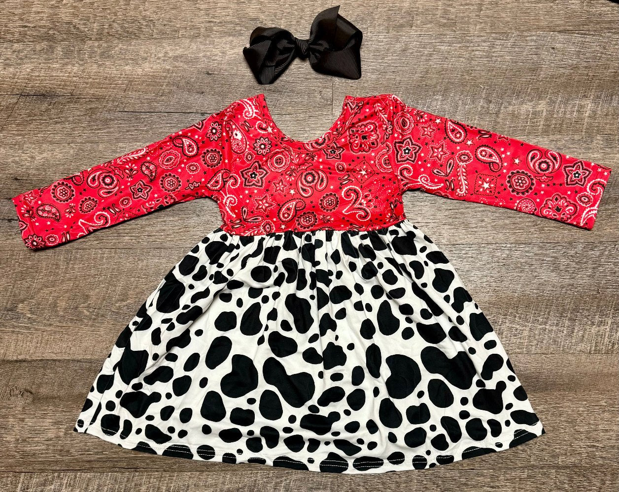 Bandana and Cow Print Dress