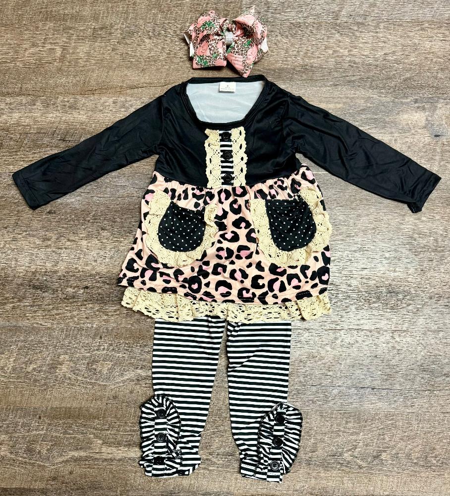 Leopard and Lace Pants Set
