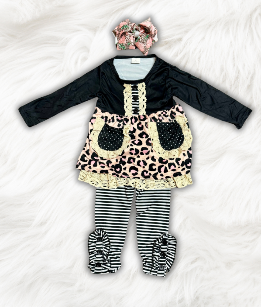 Leopard and Lace Pants Set