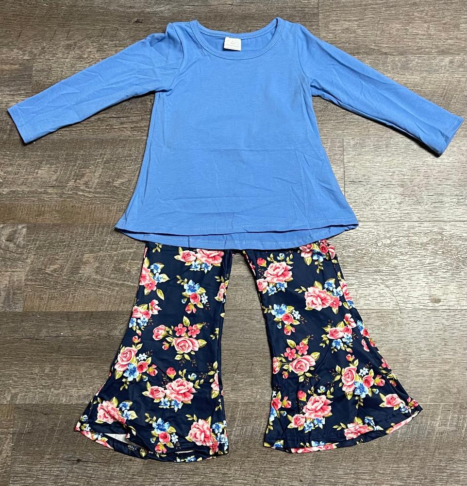 Long Sleeve Blue Floral Set