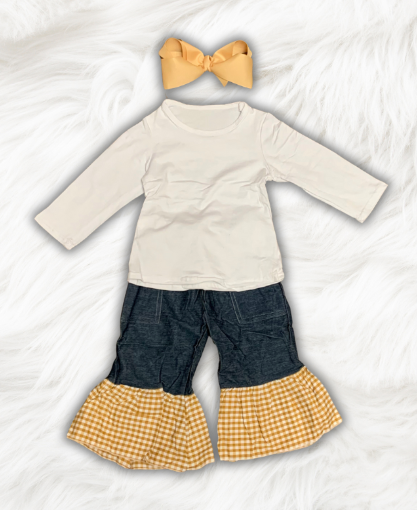 Denim and Gold Pants Set