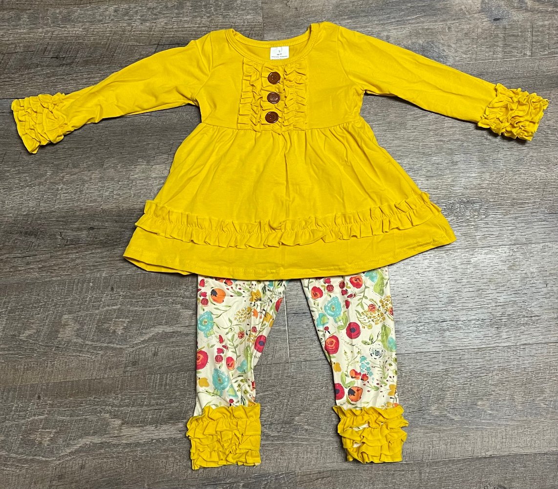 Yellow Floral Ruffle Set