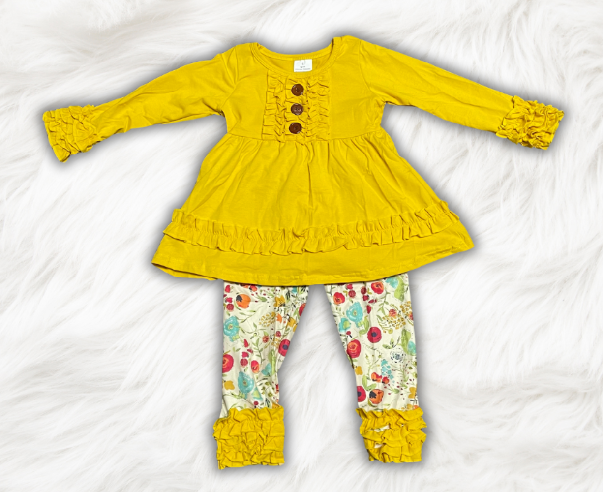 Yellow Floral Ruffle Set