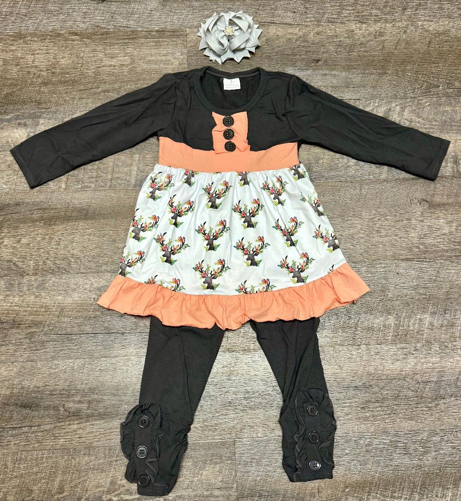 Floral Deer Pants Set