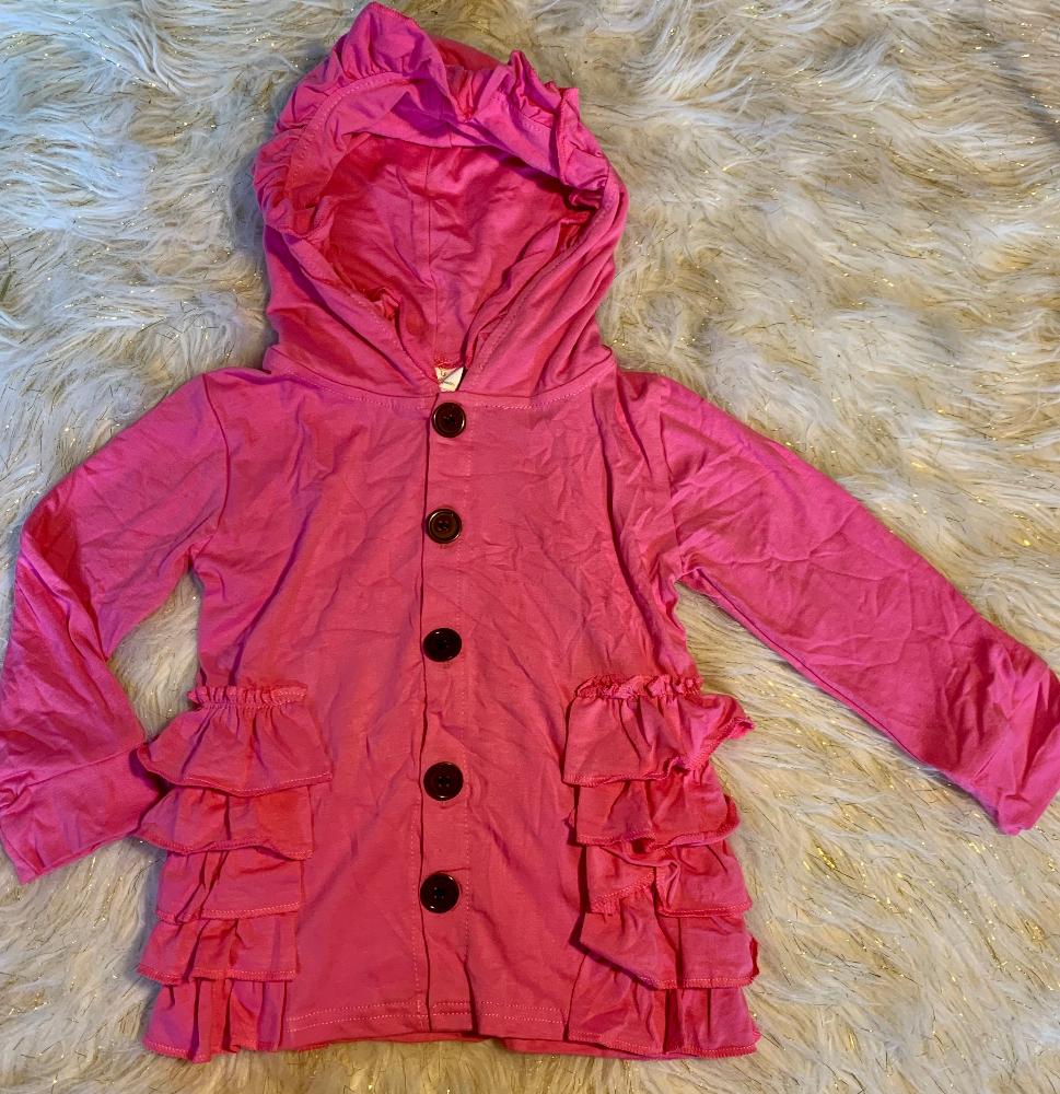 Pink Hoodie Ruffle Jacket