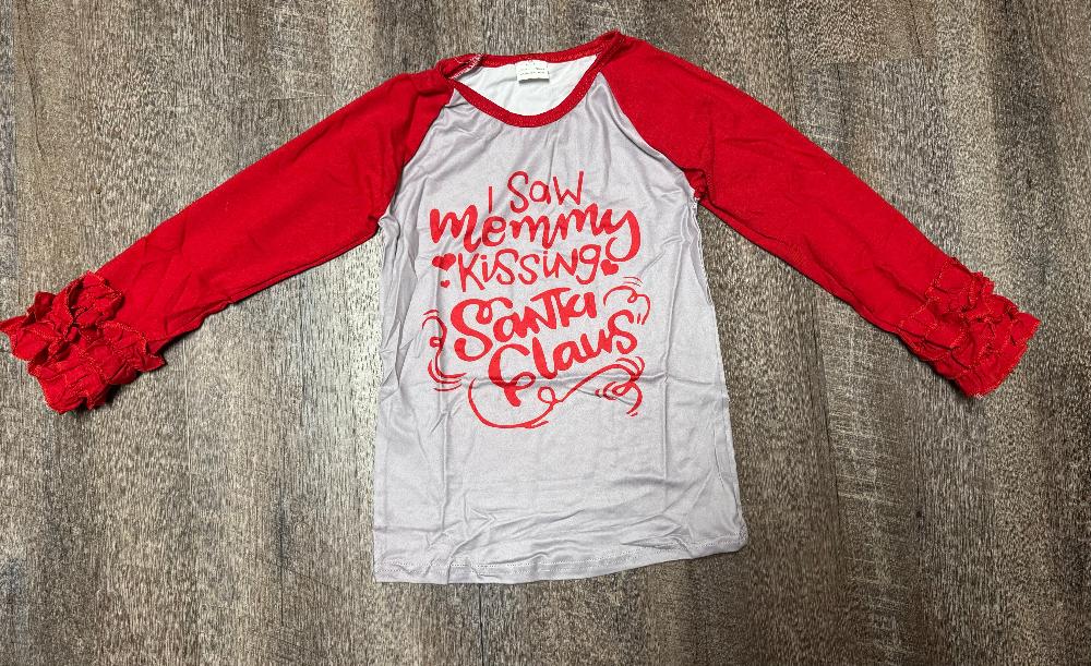 Ruffle Mommy Kissing Santa