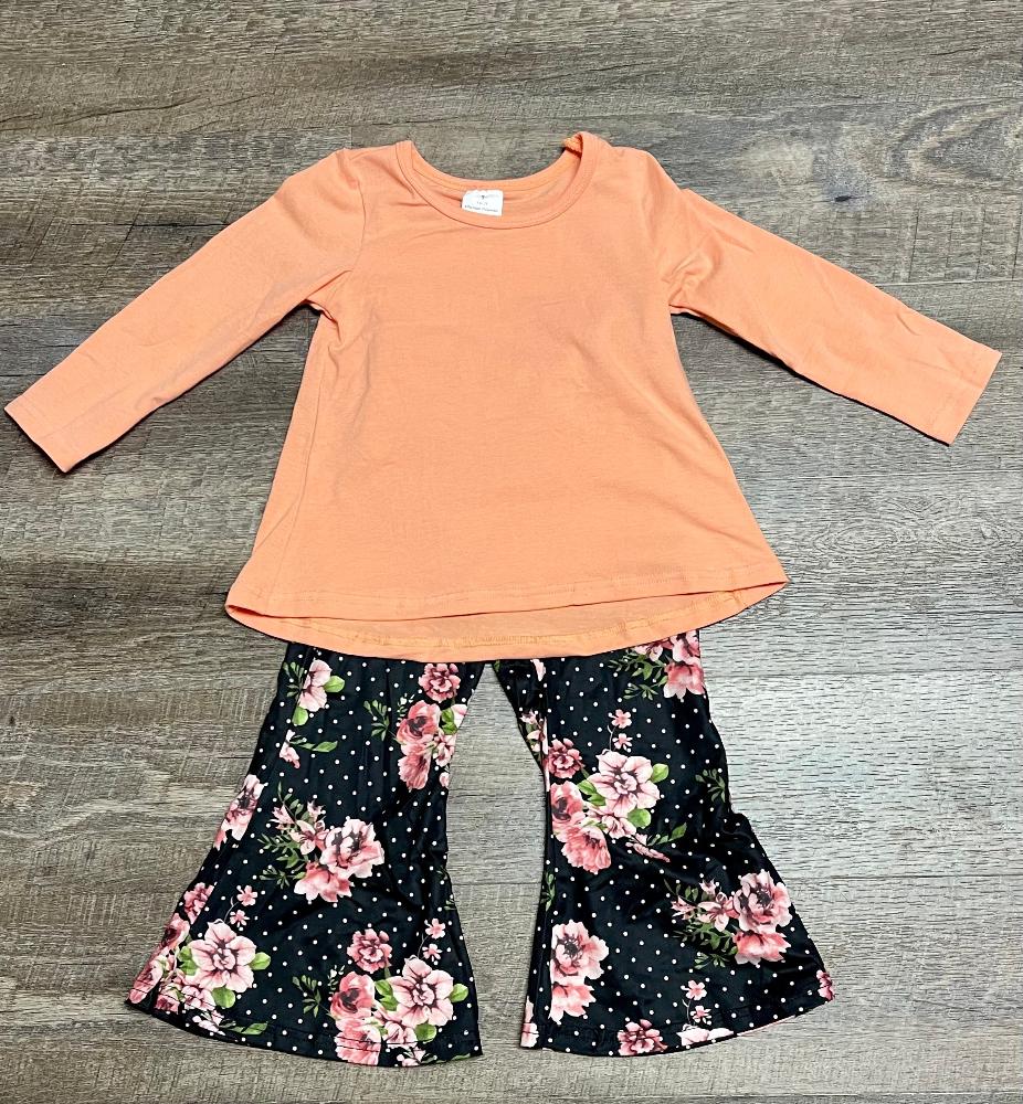 Peach Floral Pants Set