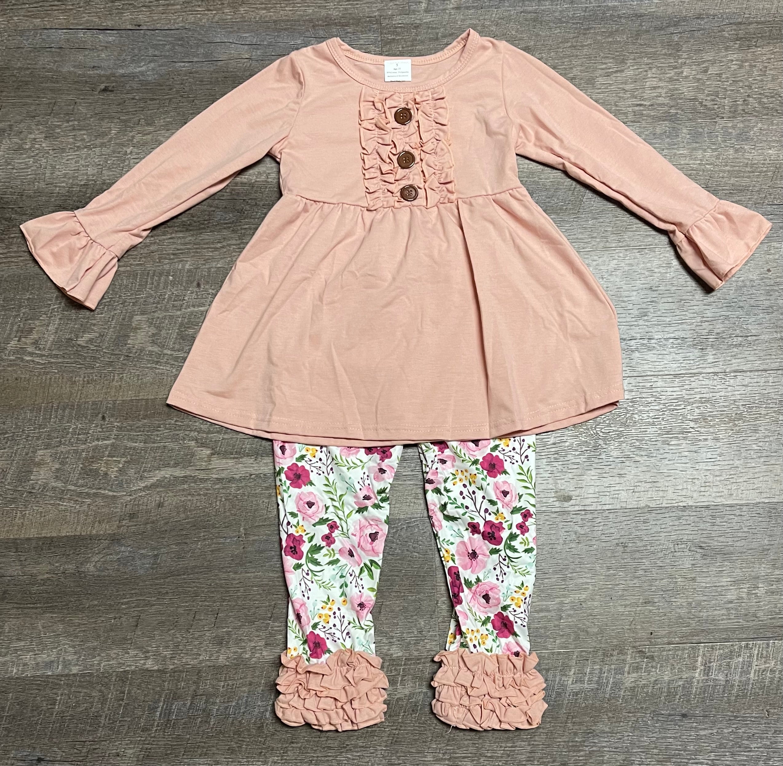 Pink Floral Ruffle Set