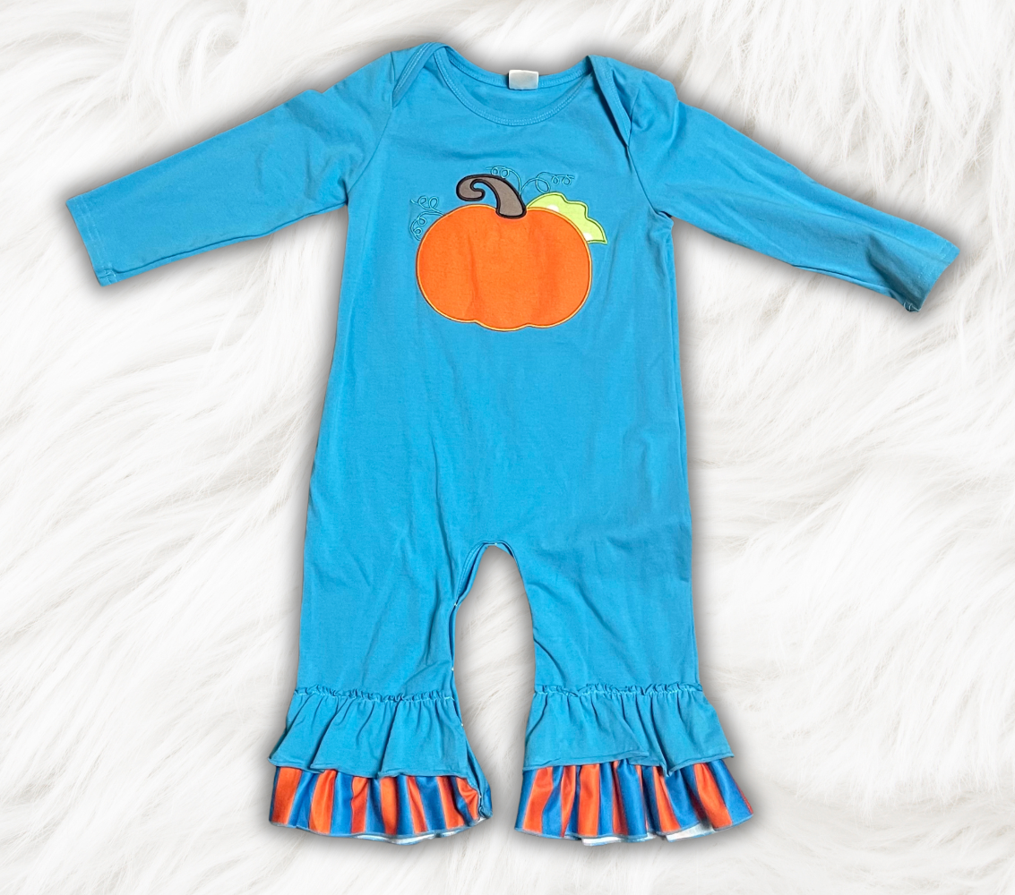 Embroidered Pumpkin Romper