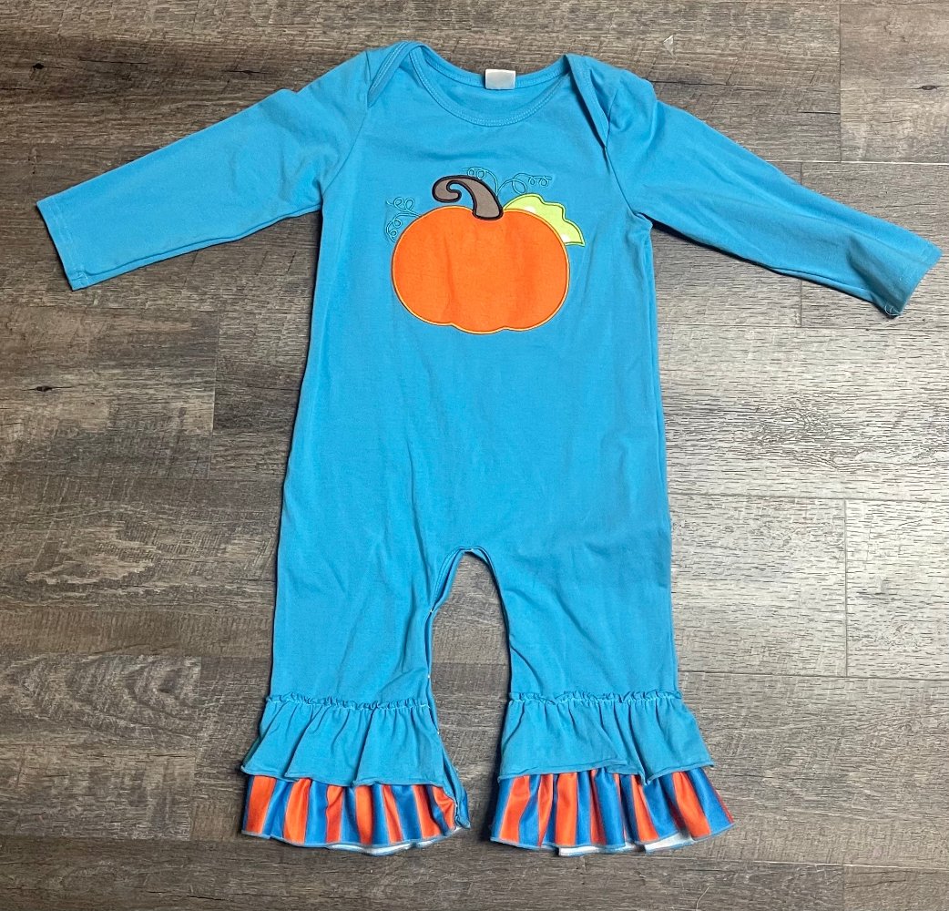 Embroidered Pumpkin Romper