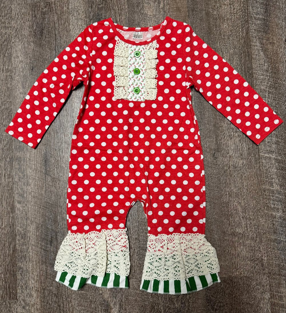 Red Dot Ruffle Romper