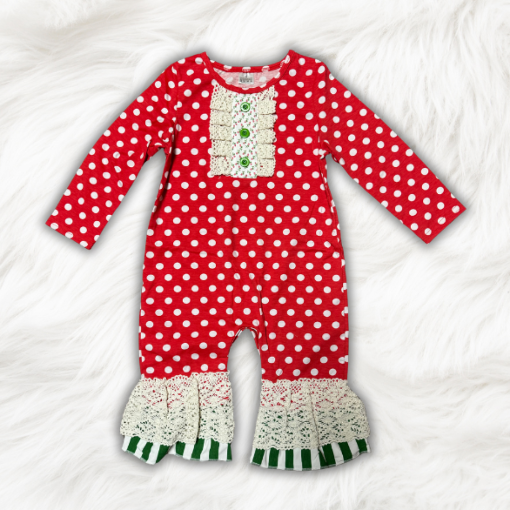 Red Dot Ruffle Romper
