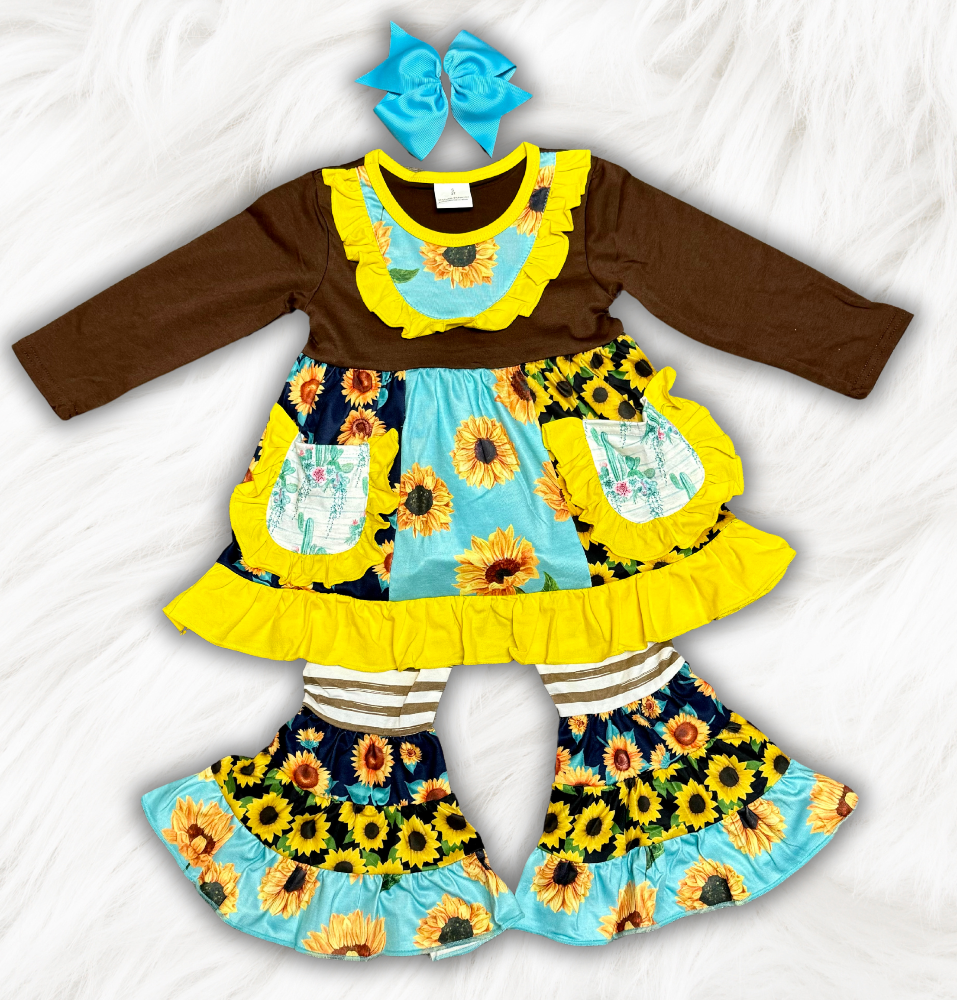 Sunflower Ruffle Pants Set