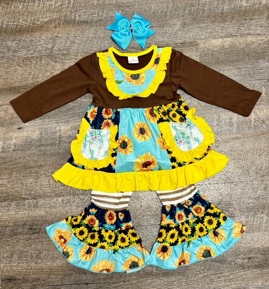 Sunflower Ruffle Pants Set