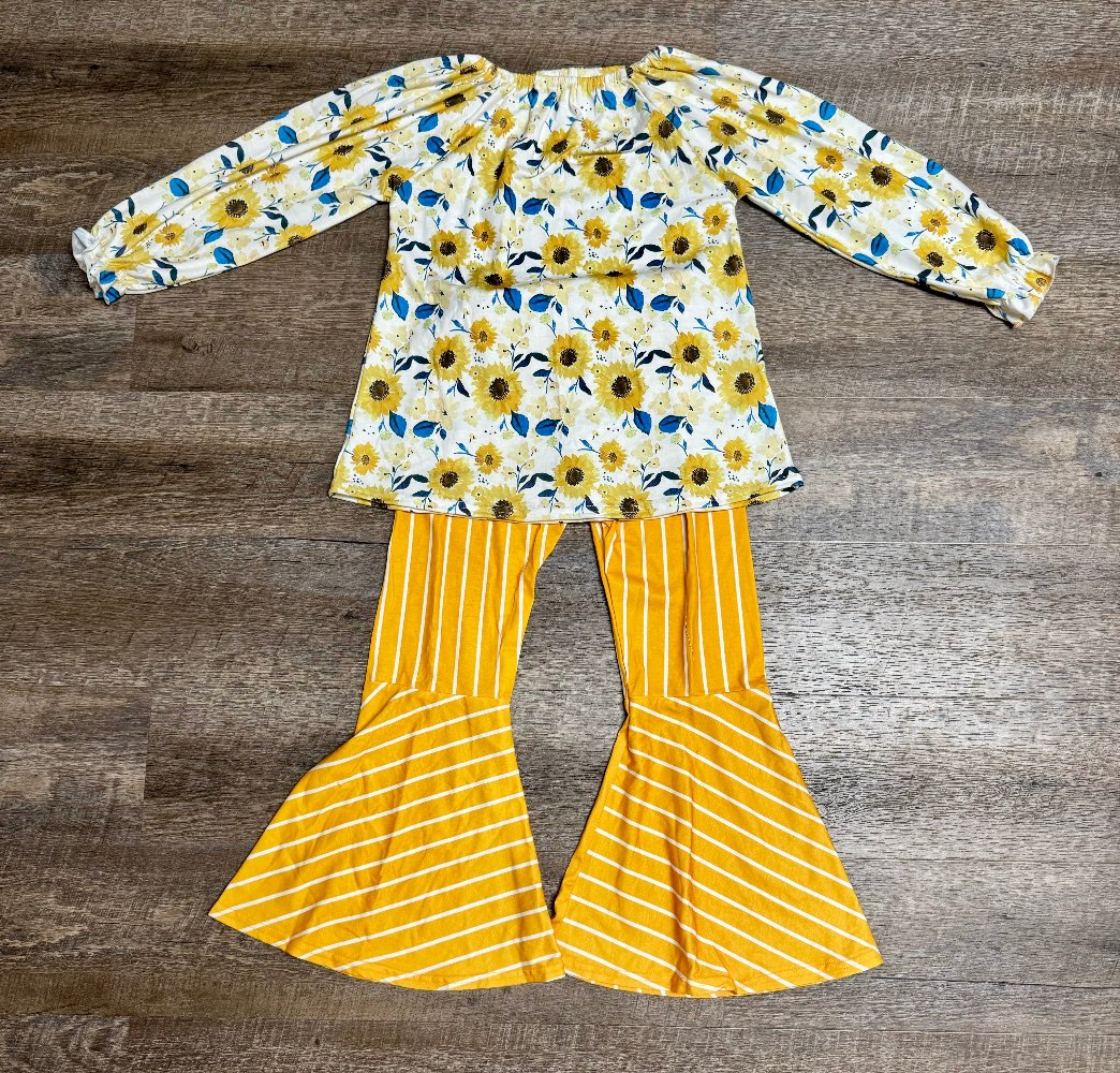 Sunflower and Stripe Bell Pant Set