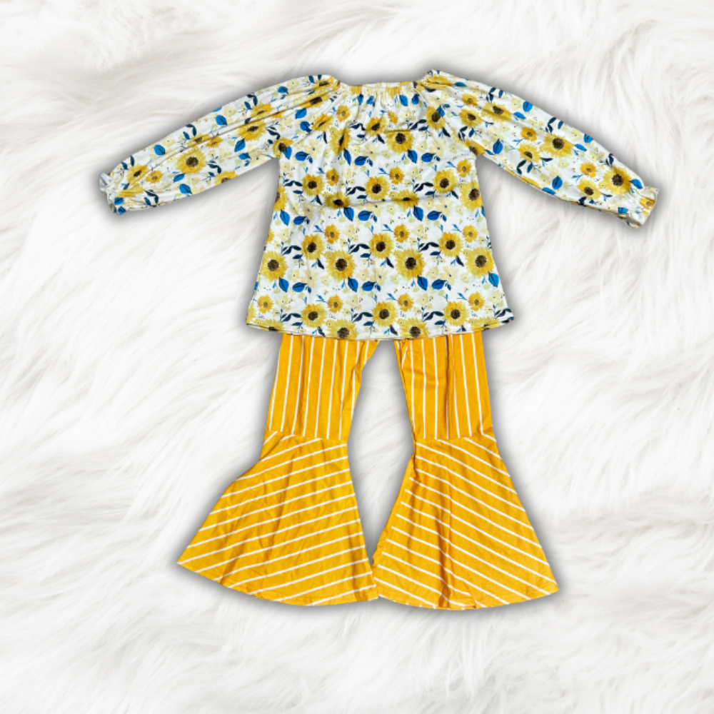 Sunflower and Stripe Bell Pant Set