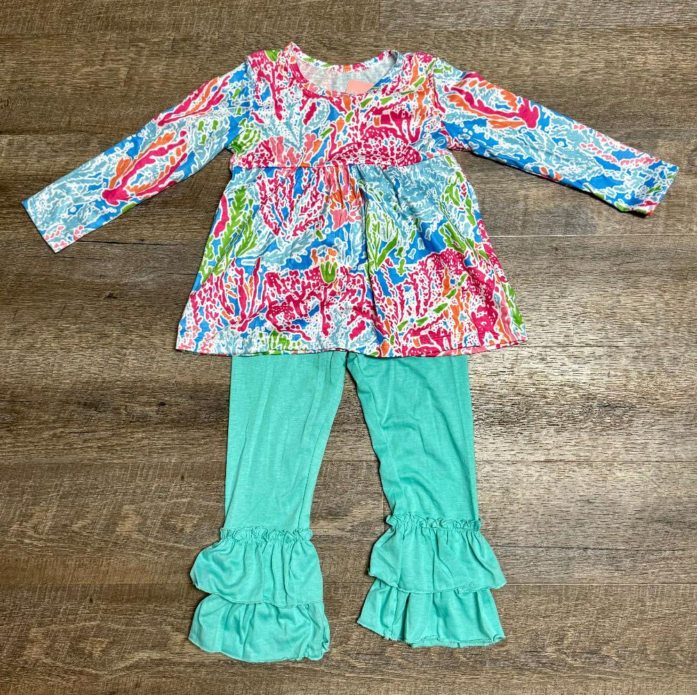 Long Sleeve Ruffle Pant Set