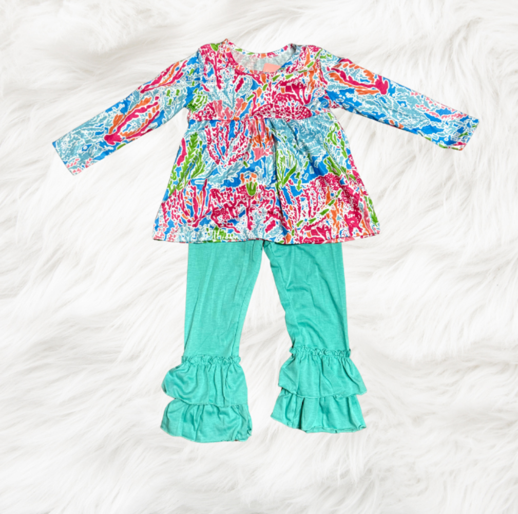 Long Sleeve Ruffle Pant Set