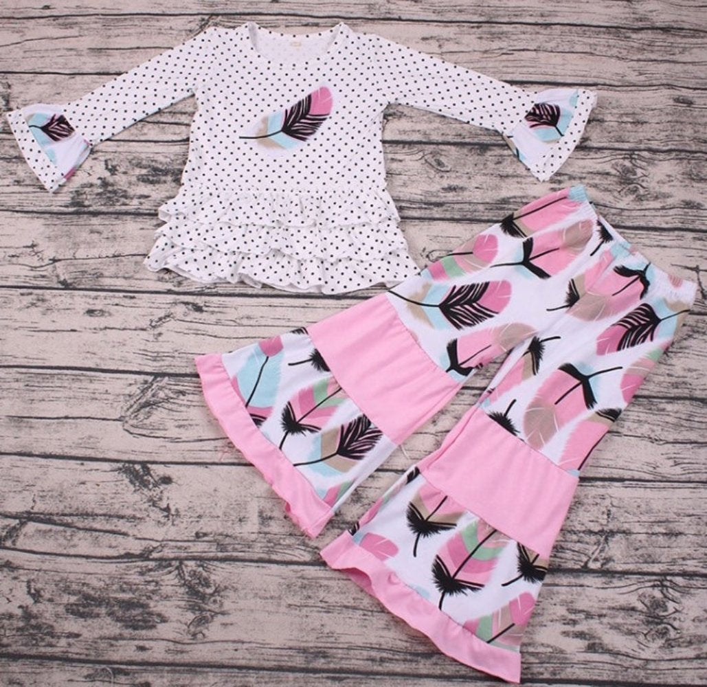 Custom Feather Bell Pants Set