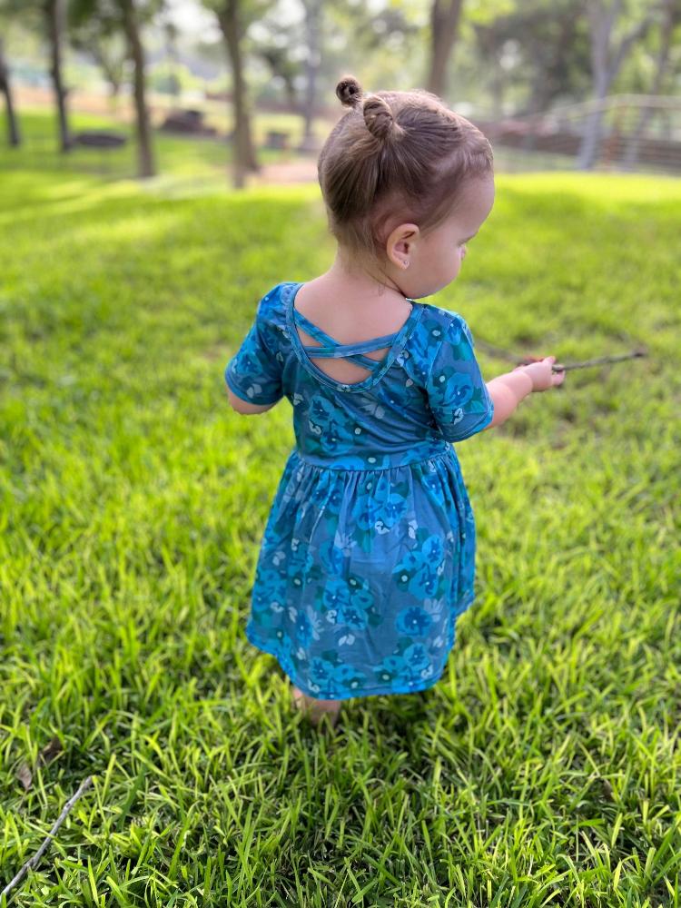 Blue Floral Twirl Dress