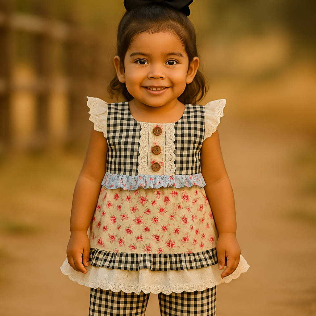 Sweet Country Gingham and Lace Set